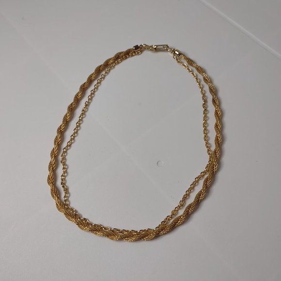 16 Inch 2 Layer Gold Tone Necklace - Picture 2 of 12